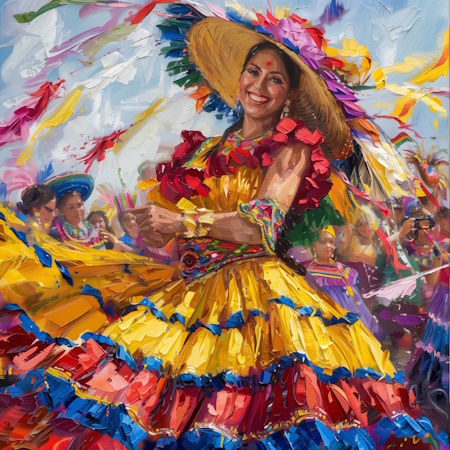 Colombian woman traditional pollera at carnival painting by stefano moretti
