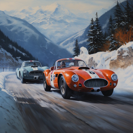 During the race mille miglia painting by luciano vittori