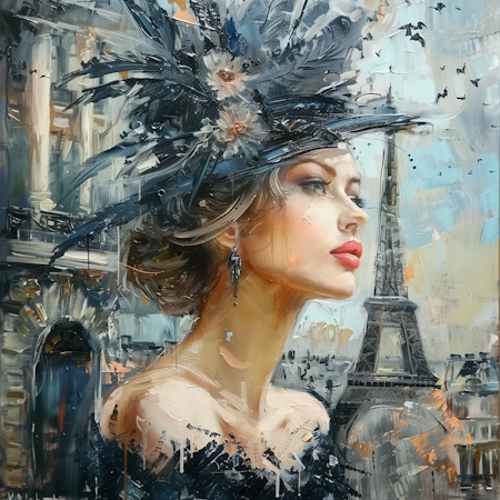 France French woman haute couture paris fashionweek painting by stefano moretti