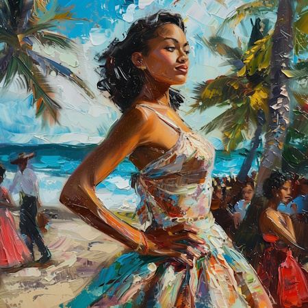 cuban woman 50s style dress salsafestival painting by stefano moretti