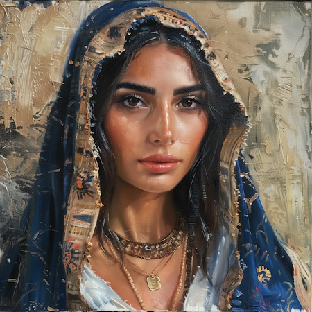 egyptian woman in galabeya at cultural event painting by stefano moretti