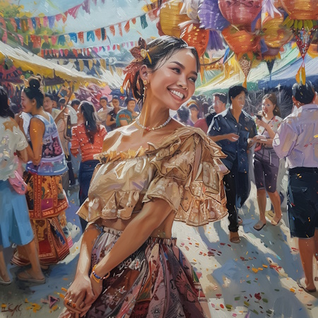 filipina woman barot saya town fiesta painting by stefano moretti