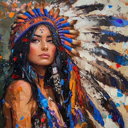 native american indian during festival painting by stefano moretti