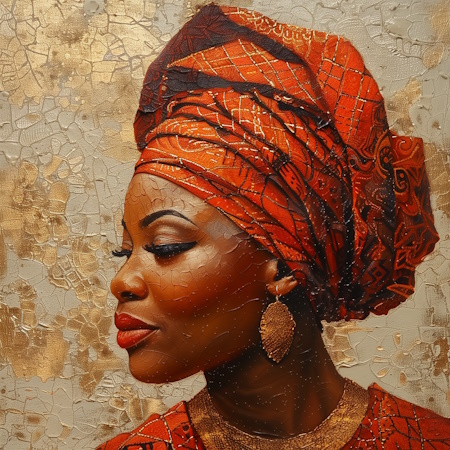 nigerianwomaninankarafabricduringyorubaweddingpaintingbystefanomoretti