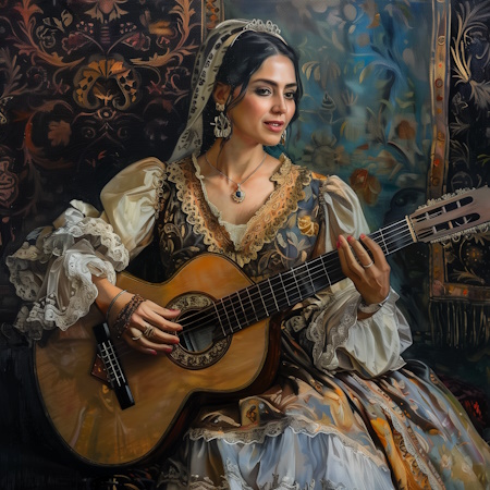 portuguese woman traditional dress fado performance painting by stefano moretti