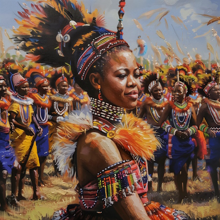 south africa zulu woman during zulu festival painting by stefano moretti