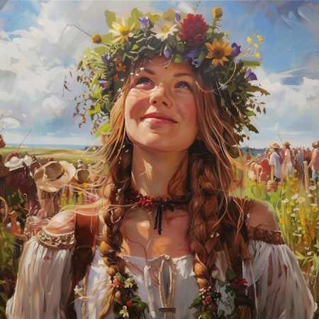swedish woman midsummer costume midsummer celebration painting by stefano moretti