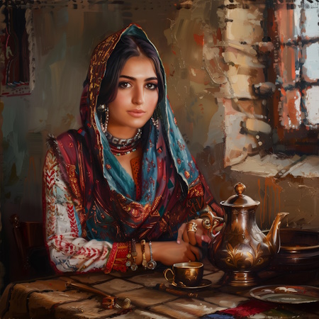 turkish woman traditional costume turkish coffee ceremony painting by stefano moretti