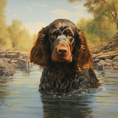 american waterspaniel dog painting by elena vittori