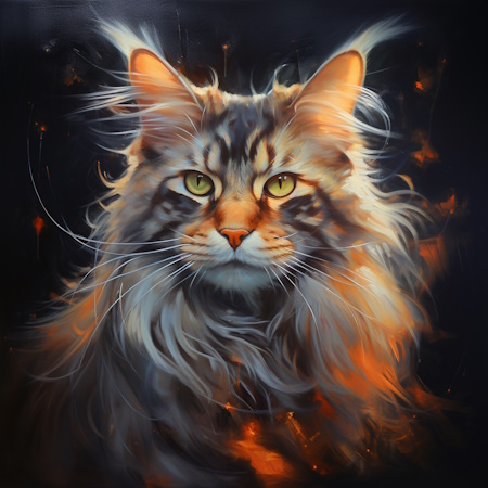Maine Coon cat painting by Elena Vittori