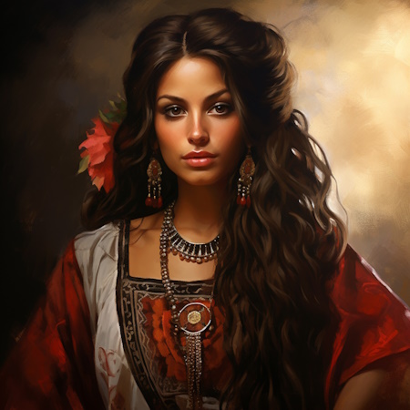 painting of a young gipsy woman by stefano moretti